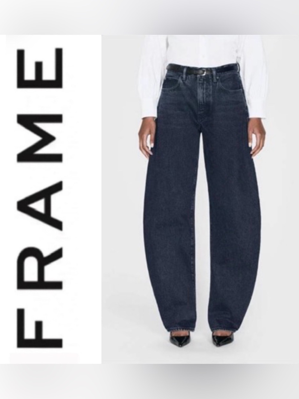 FRAME Dorado Bubble Barrel Leg Jeans Size 25 Dark Wash